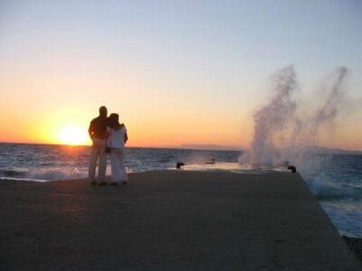 Solnedgangen i Rhodos er en romantisk opplevelse.