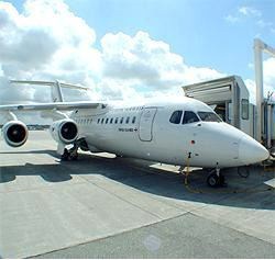 Atlantic Airways har fire fly alle av typen Bae 146-200.Her er den ene av selskapets maskiner fotografert på Stavanger Lufthavn Sola.